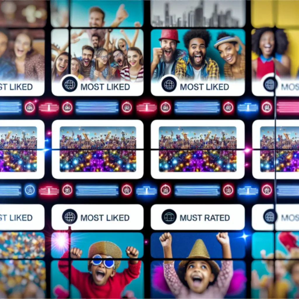 Zestaw miniatur wideo oznaczonych jako ulubione przez społeczność