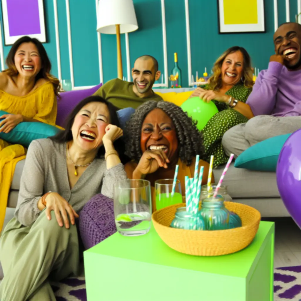 Grupa przyjaciół śmiejących się podczas gry w Heads Up!