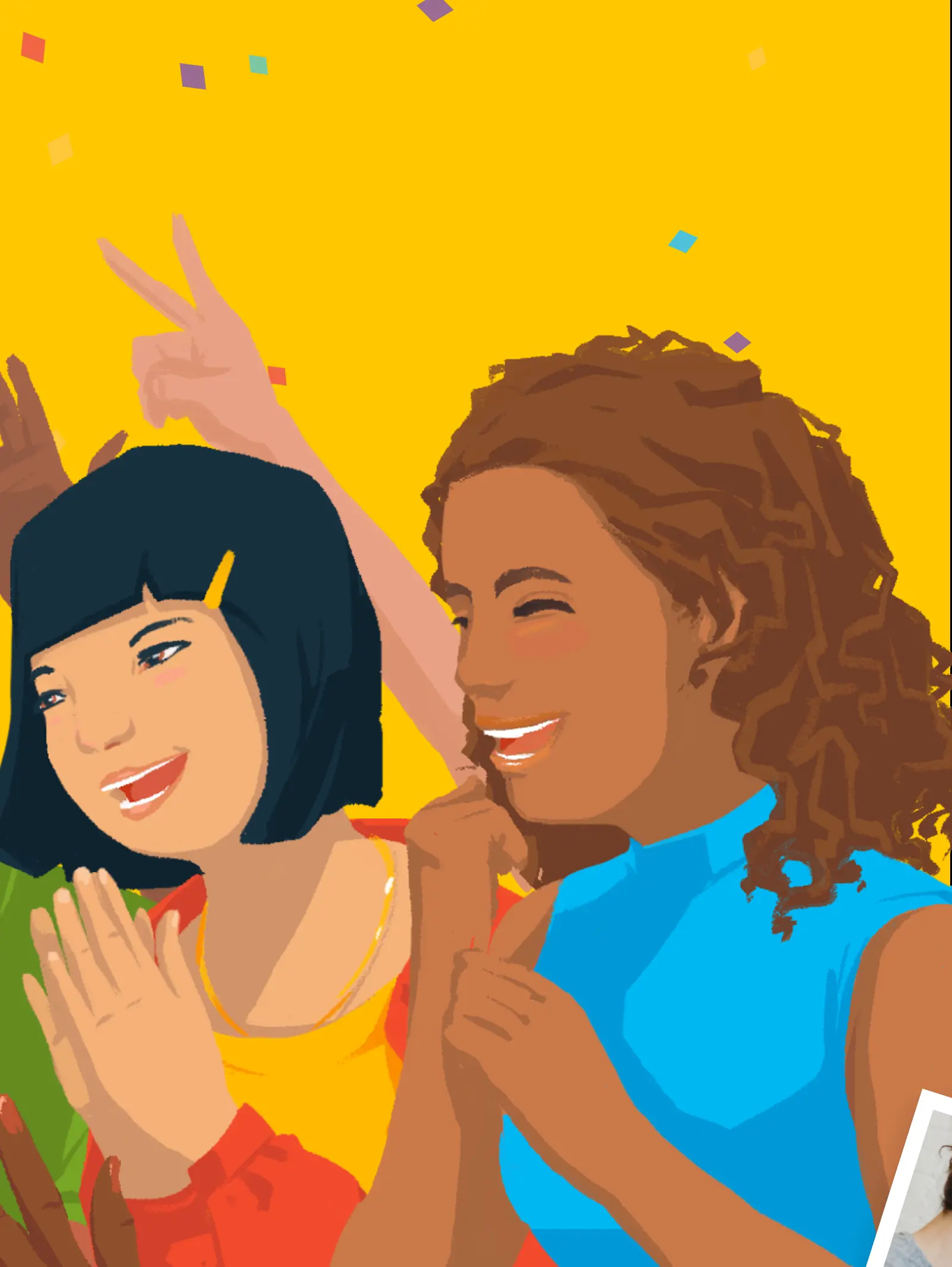 Znajomi w różnym wieku śmiejący się i przybijający piątki podczas gry