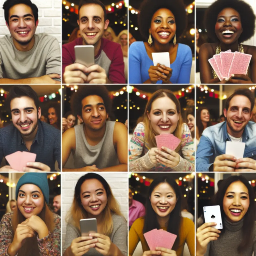 Grupa znajomych nagrywająca wideo podczas gry w Heads Up!