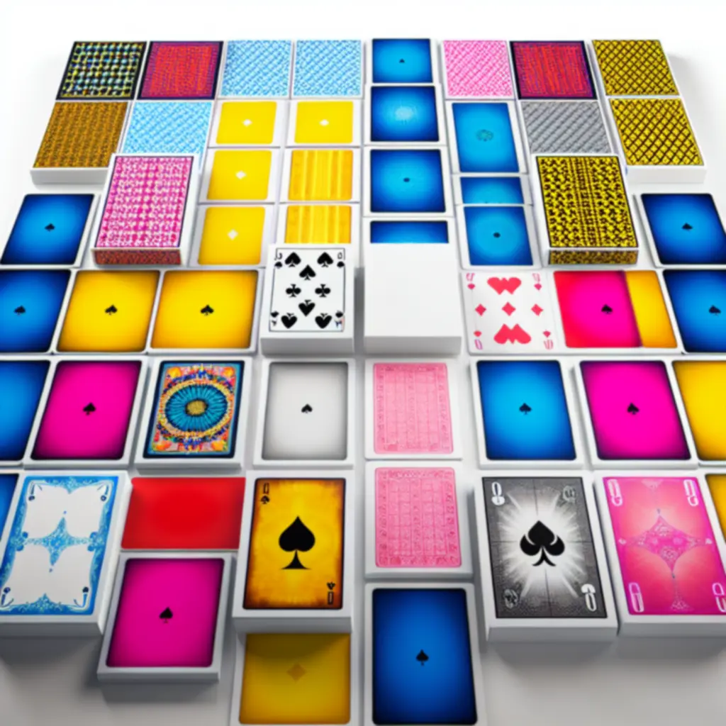 Kolorowe, tematyczne talie kart Heads Up! ułożone w energetyczną siatkę